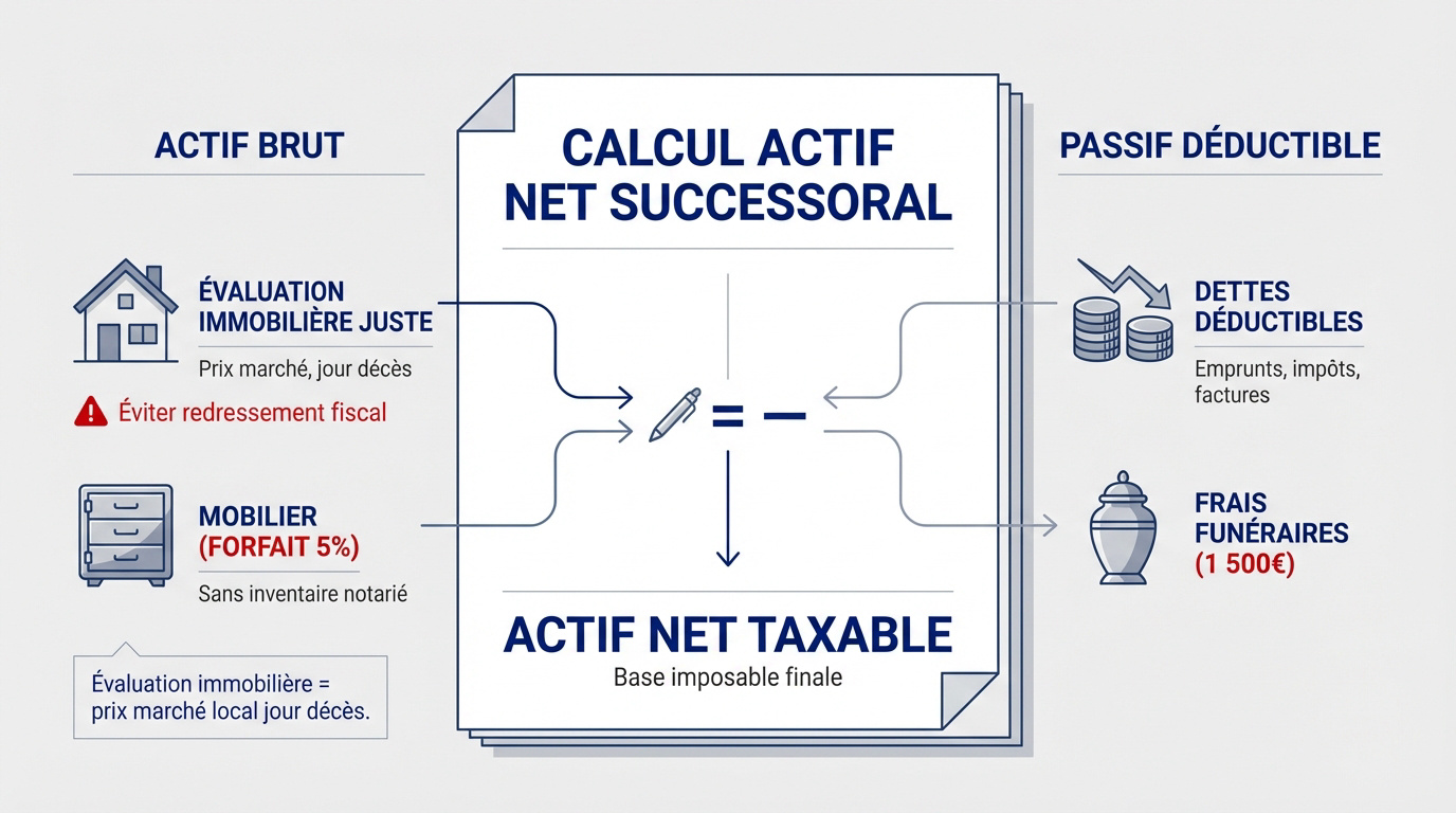 Infographie pour le calcul de l'actif net successoral