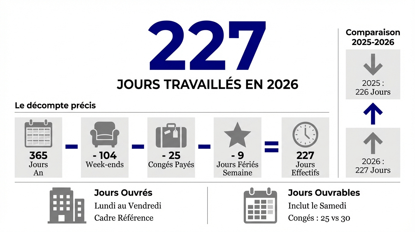 Décompte des jours travaillés en 2026
