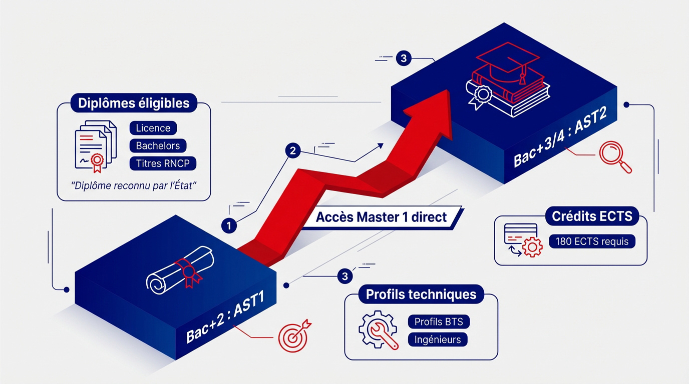 Schéma comparatif des parcours d'admission AST1 et AST2