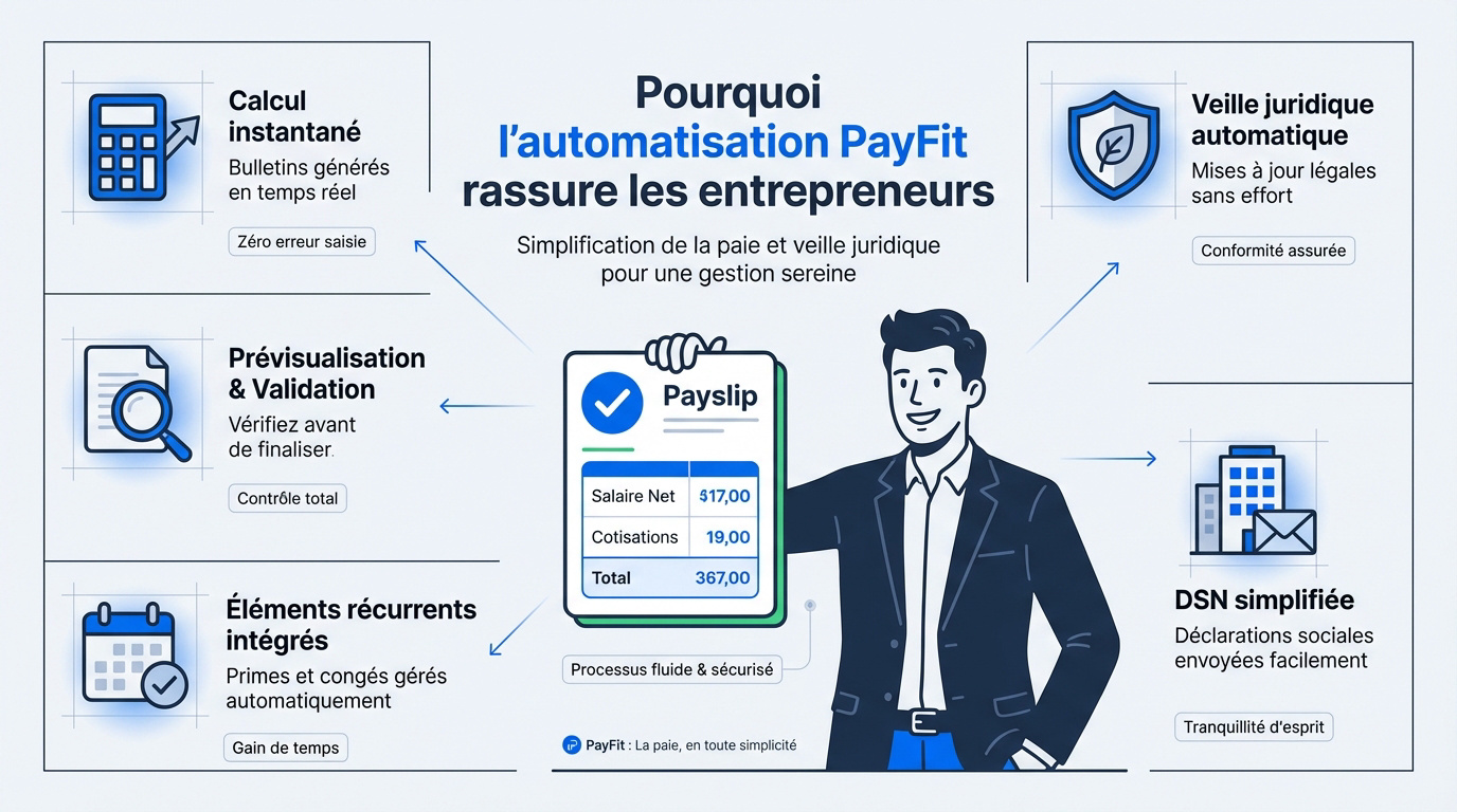Interface de gestion de paie automatisée pour entrepreneurs