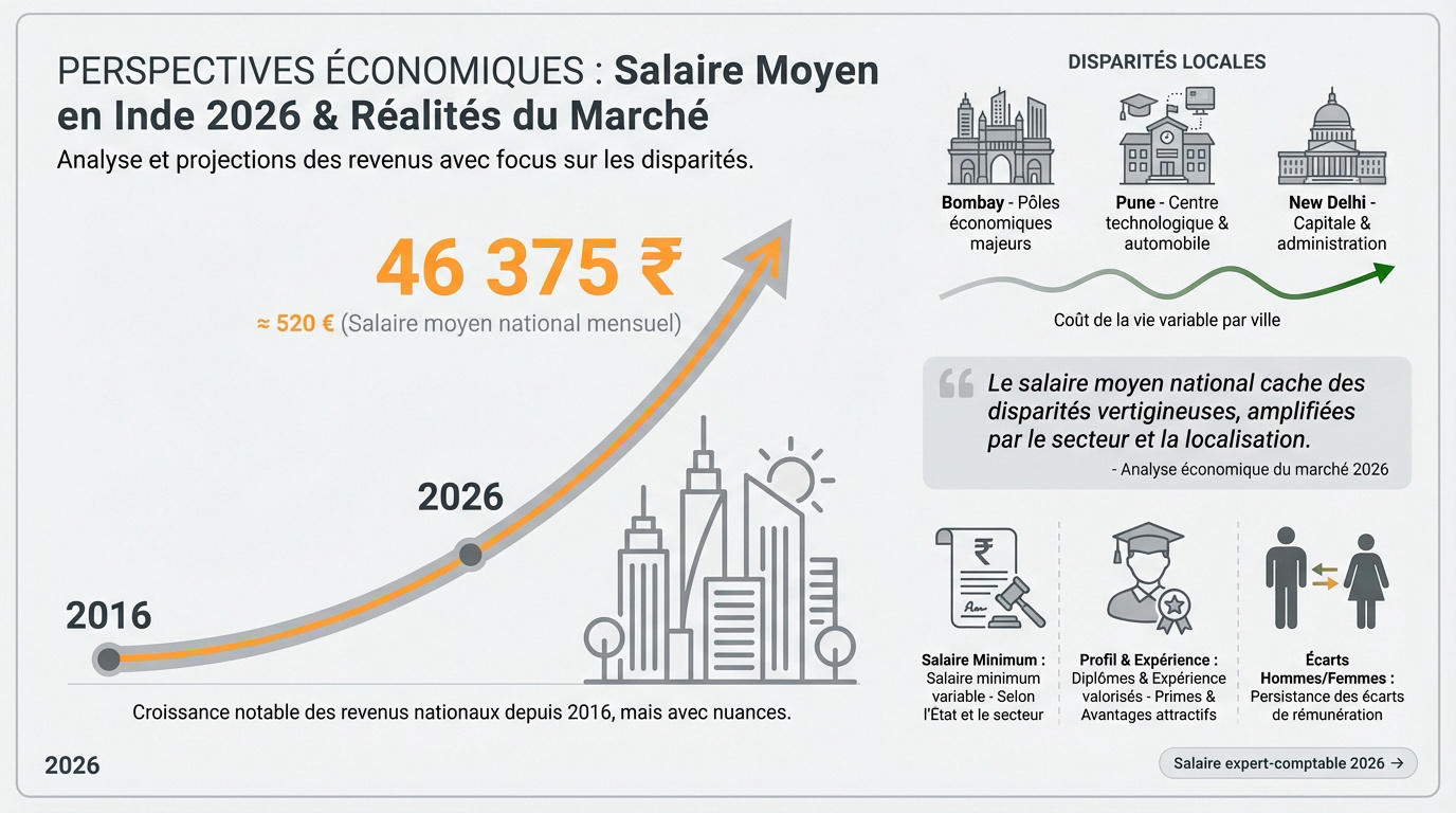 Analyse des salaires moyens et disparités régionales en Inde