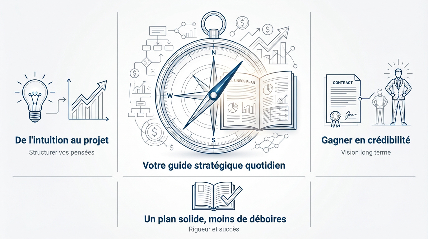 Graphique illustrant la stratégie de croissance d'un business plan réussi