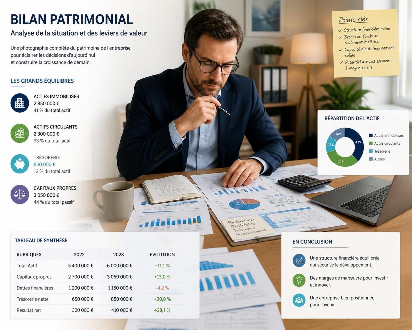 découvrez l'importance du bilan patrimonial d'entreprise : pourquoi le réaliser et les informations clés qu'il révèle pour mieux gérer et sécuriser votre patrimoine professionnel.