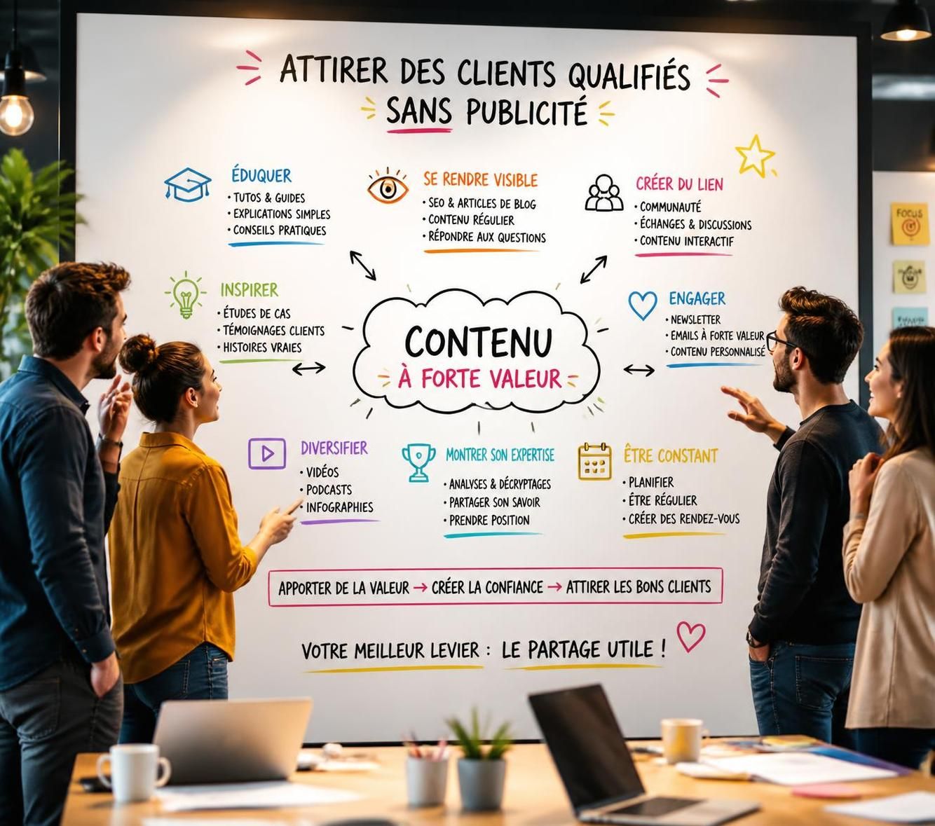 découvrez comment l'inbound marketing permet d'attirer des clients qualifiés naturellement, sans recourir au démarchage agressif ni à la publicité payante.