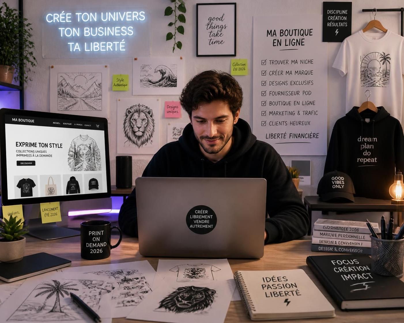 découvrez comment lancer votre boutique print on demand en france en 2026 sans gestion de stock. guide complet pour créer et personnaliser vos produits à la demande facilement et efficacement.